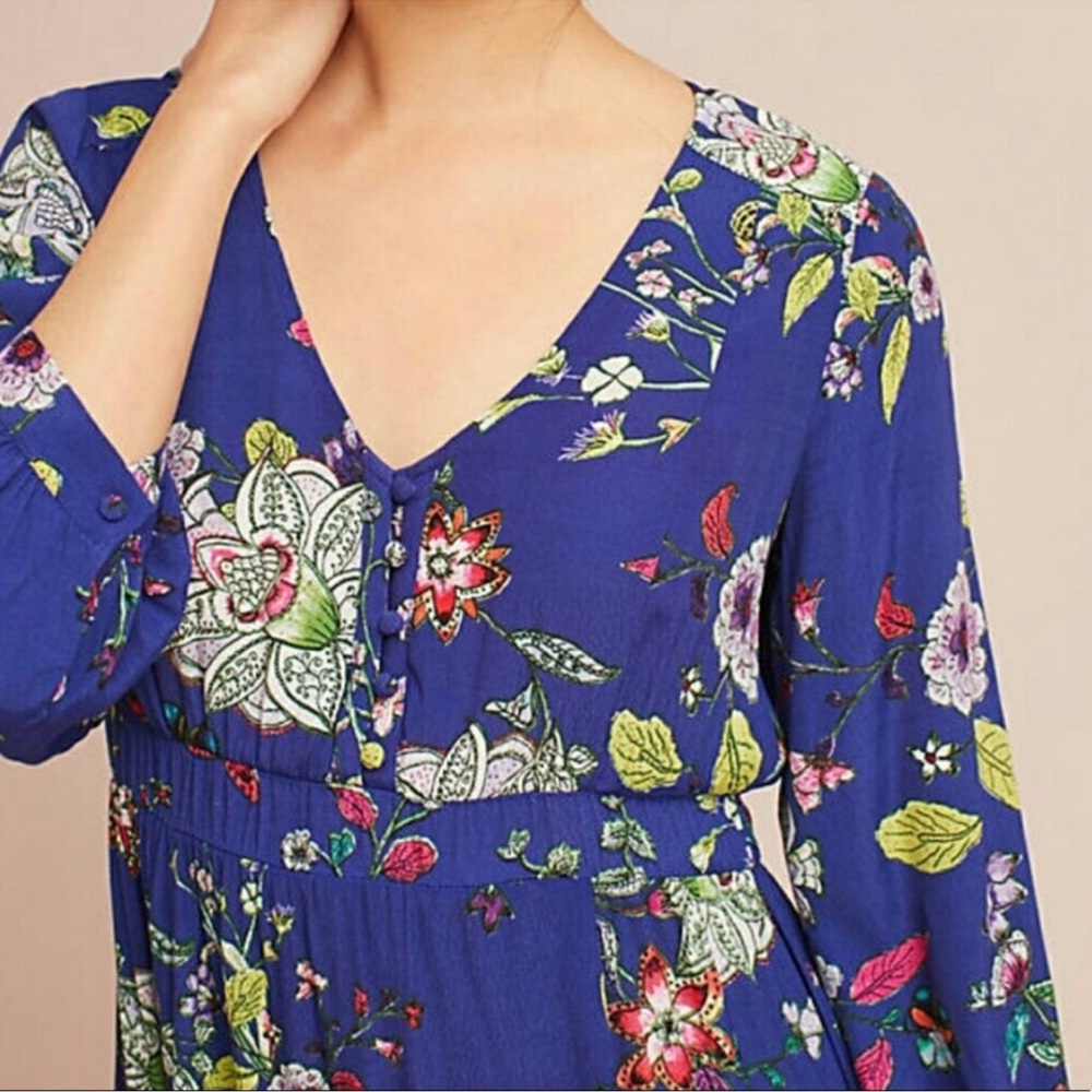 Anthropologie Maeve Maplewood Blue Floral Dress Women’s size Small